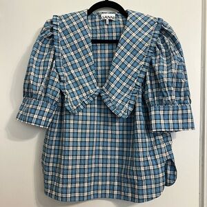 Gianni baby blue plaid top